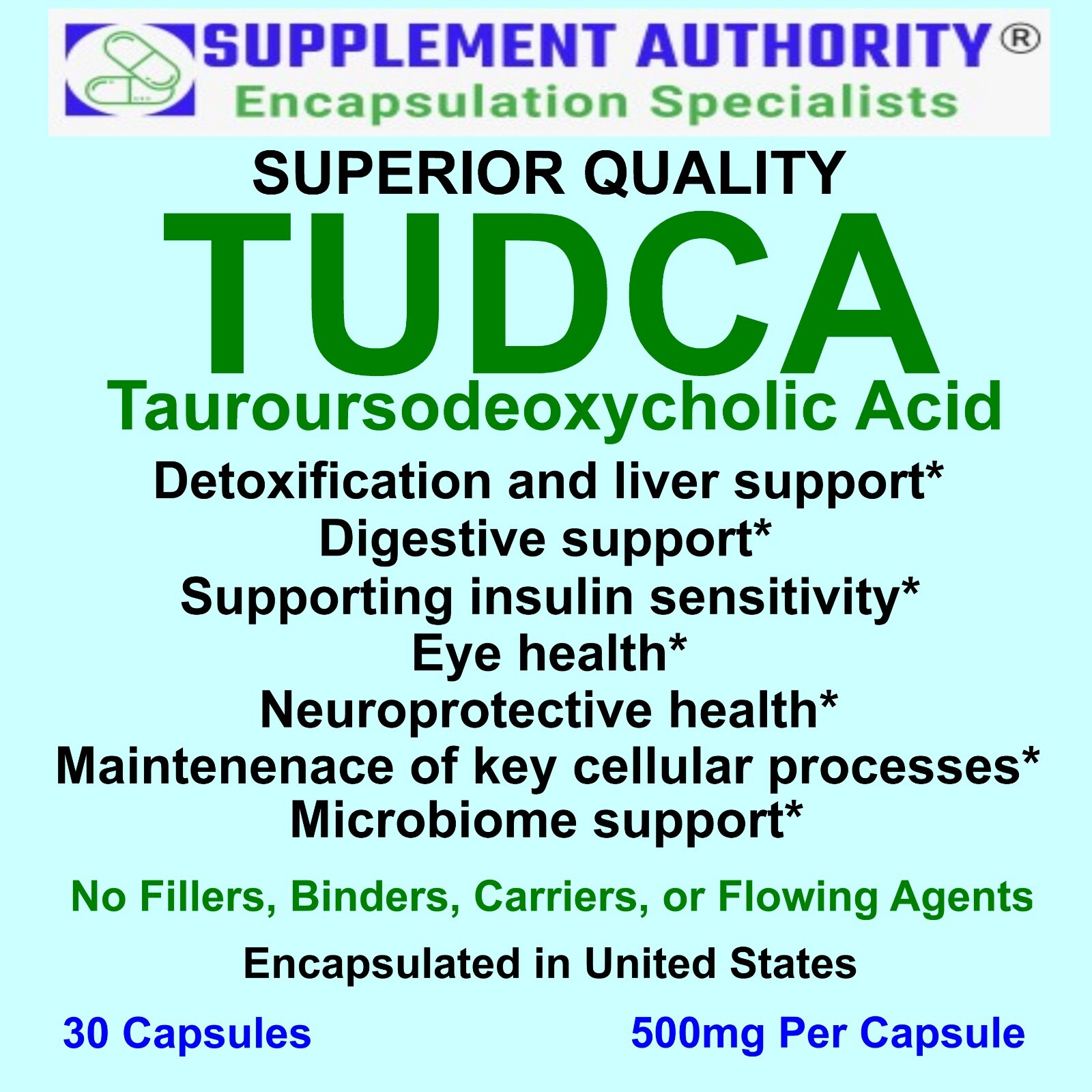 Tudca Powder Casules (Tauroursodeoxycholic Acid) Gluten Free, Non-GMO 500mg NEW!