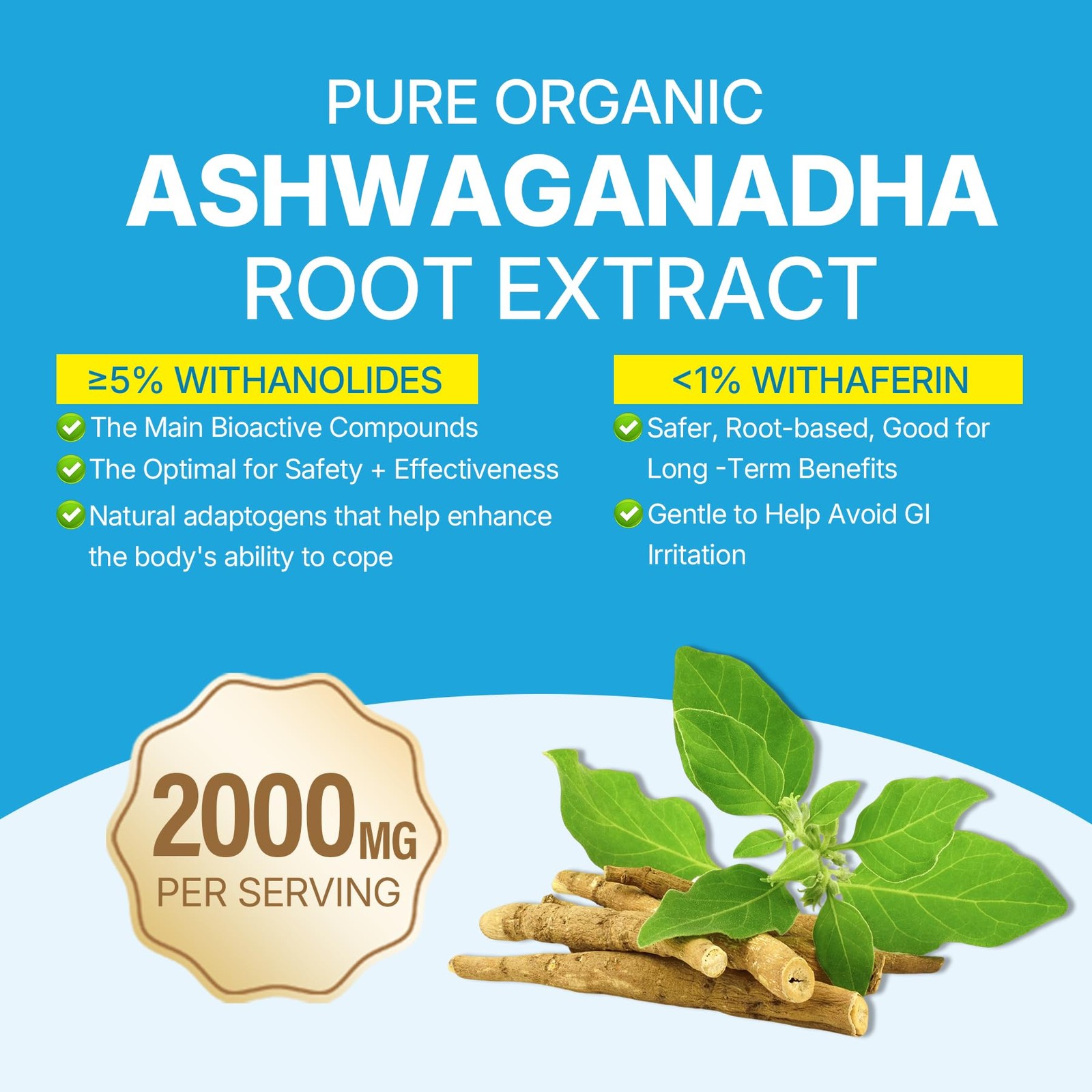 Ashwagandha Gummies 2000mg Sugar Free Vegan Vitamin D3 B12 Turmeric 120 Count
