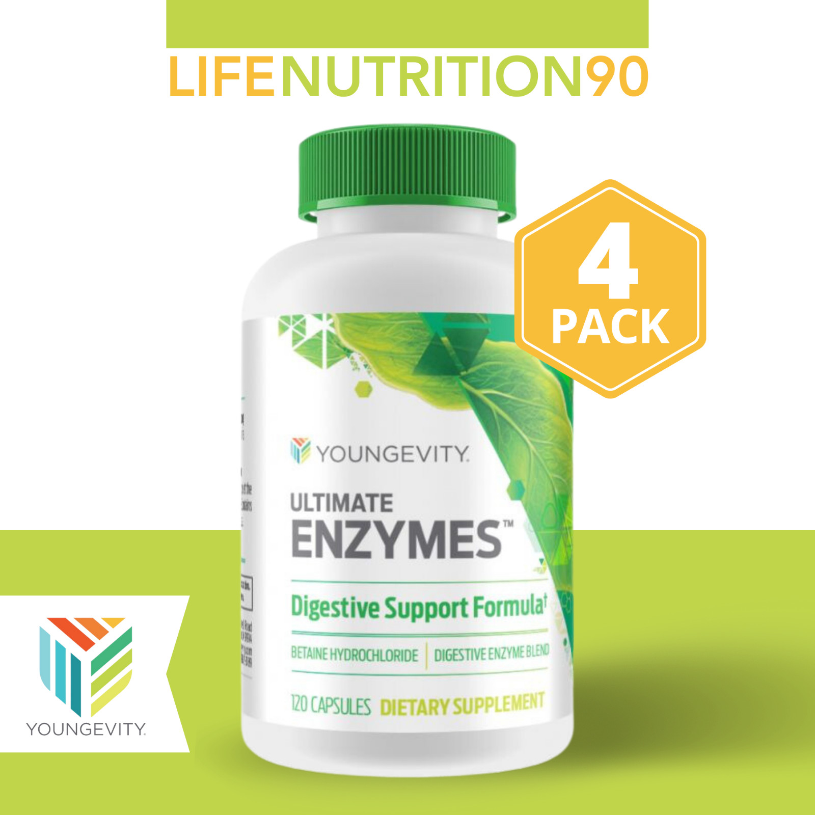 Youngevity Ultimate Enzymes / Digestive Support / 4 PACK – 120 capsules each