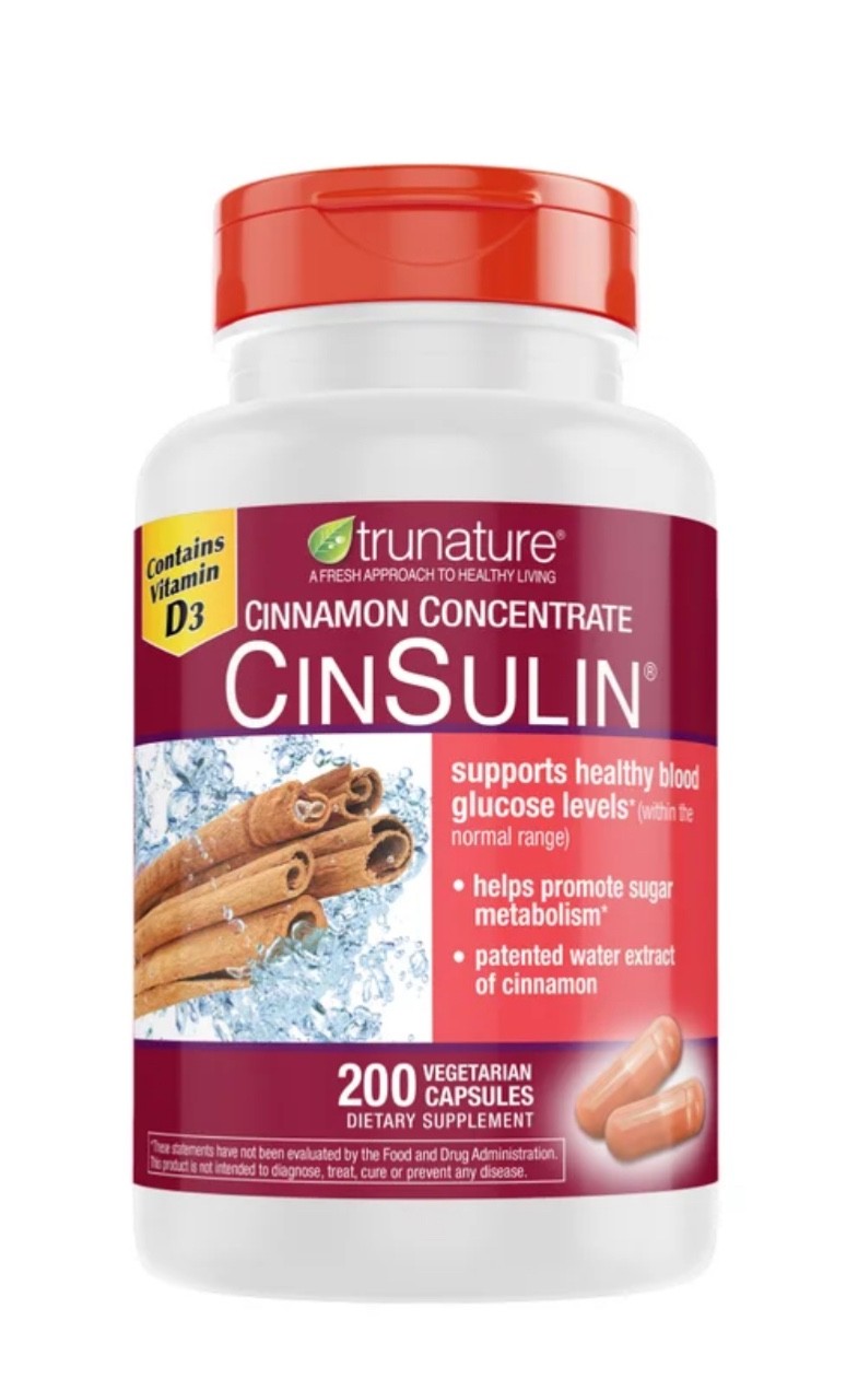 Trunature Cinnamon Concentrate CinSulin 500 mg 200 Veg Caps Exp 10/2028