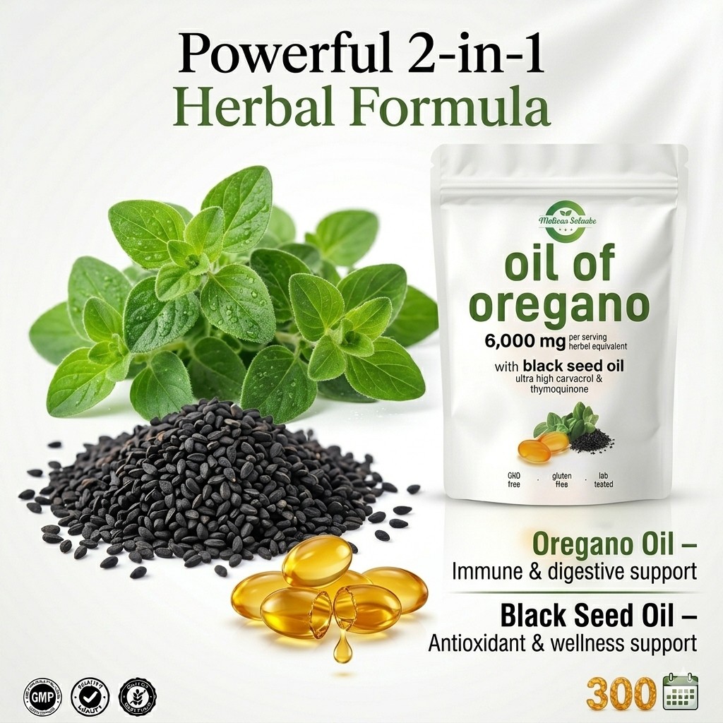 3 Pack Oil of Oregano 6000mg Black Seed Oil 900 Softgels Immune Digestive Carvac