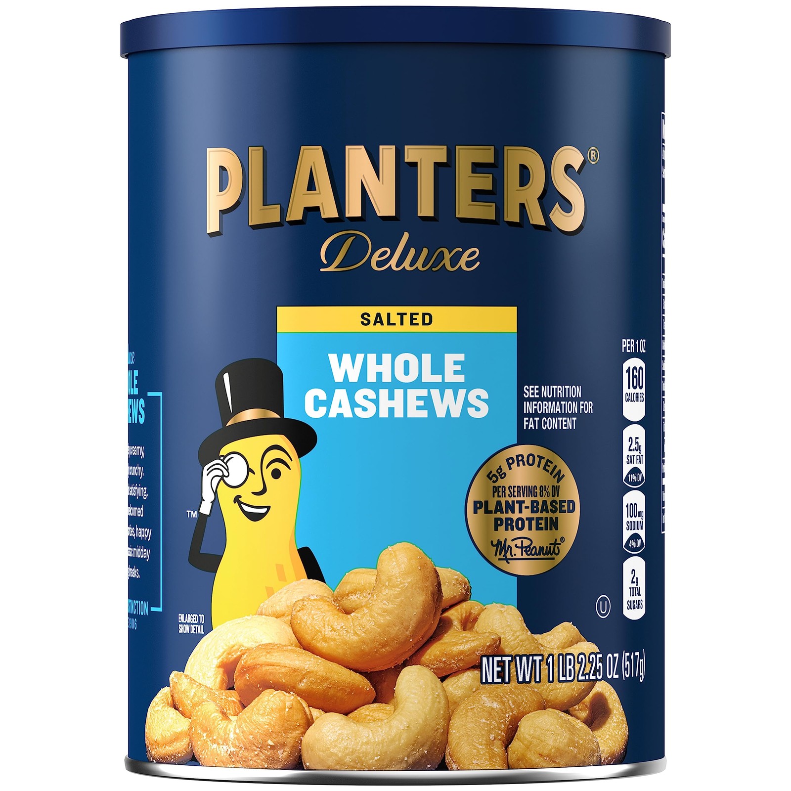 PLANTERS Deluxe Salted Whole Cashews, Party Snacks, 18.25 Ounce (Pack of 1)