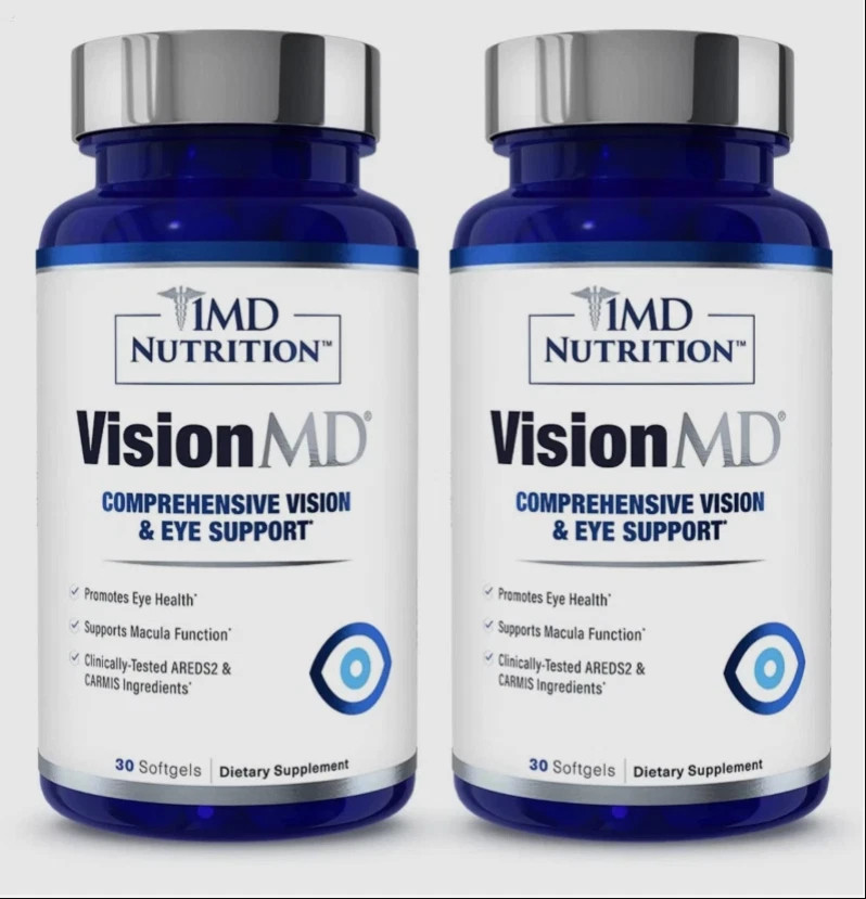 2Pcs 1MD Nutrition Vision MD Eye Vitamin CARMIS – Eye Supplement – 30 Softgels.