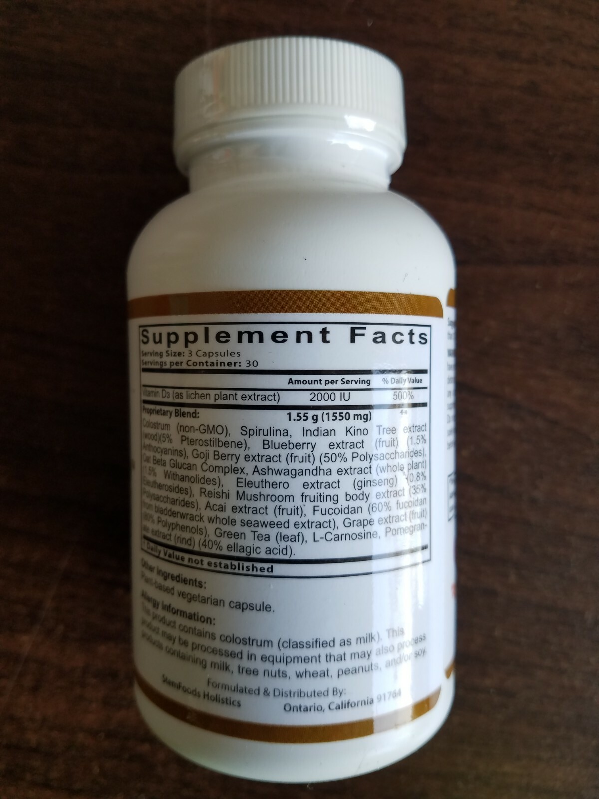 STEM ALIVE STEM FOODS HOLISTICS CELULAS MADRE 90 CAP,EXP 01/2025 NEW & FRESH
