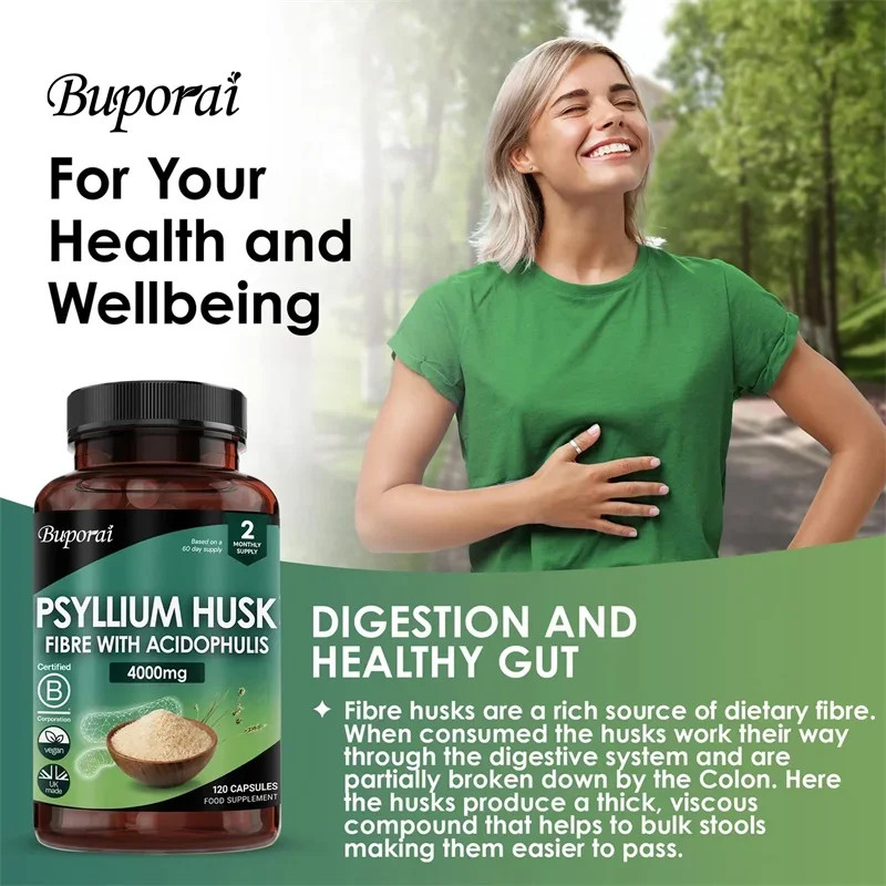 Psyllium Husk 4000mg 120pcs,Colon Cleanse,Supports Intestinal & Digestive Health