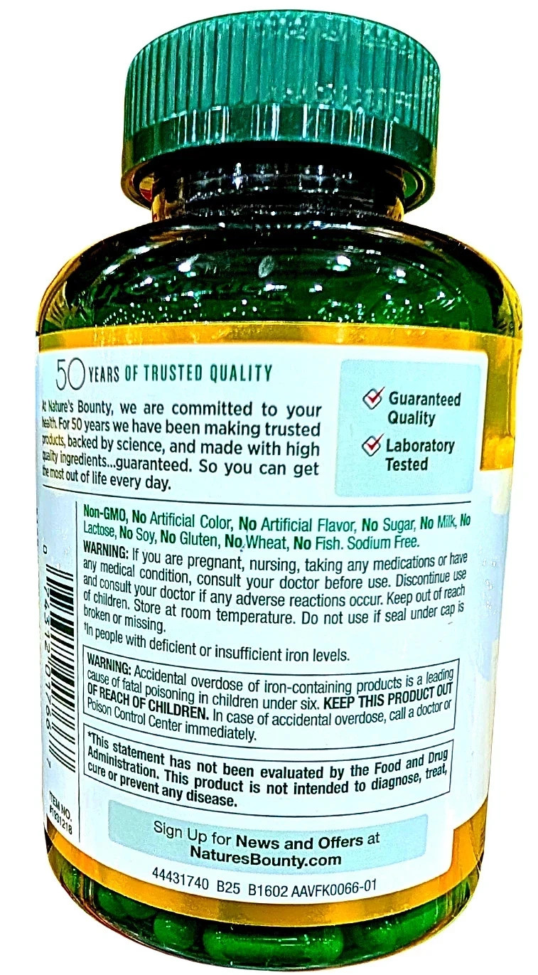 Nature’s Bounty Iron Glycinate 300 Count EXP 2/2028 Gentle Iron Lot OF3