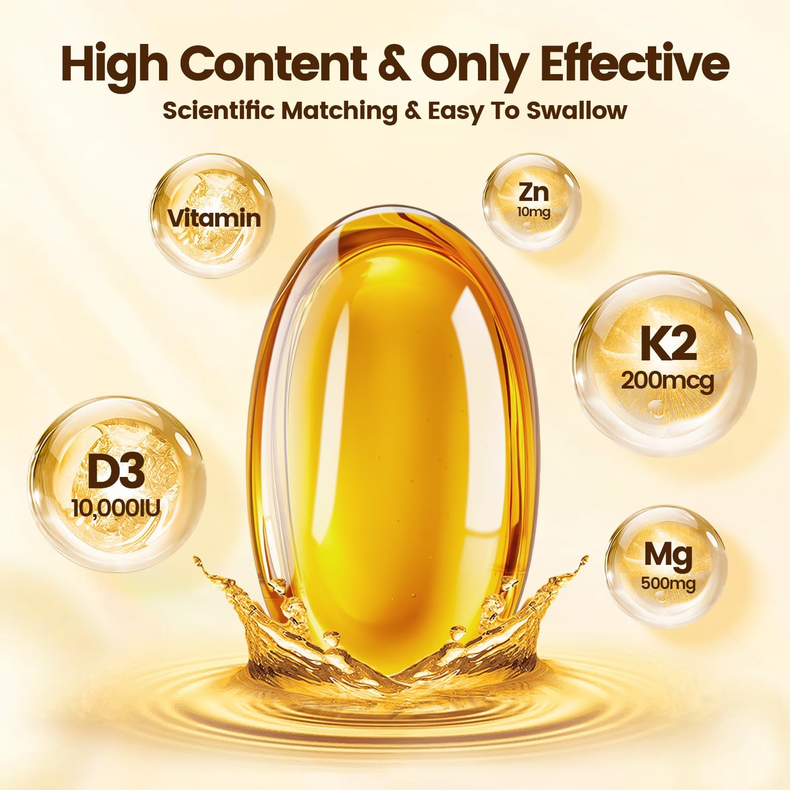 Vitamin D3 K2 Magnesium Zinc Softgel Cardiovascular Health Support Support
