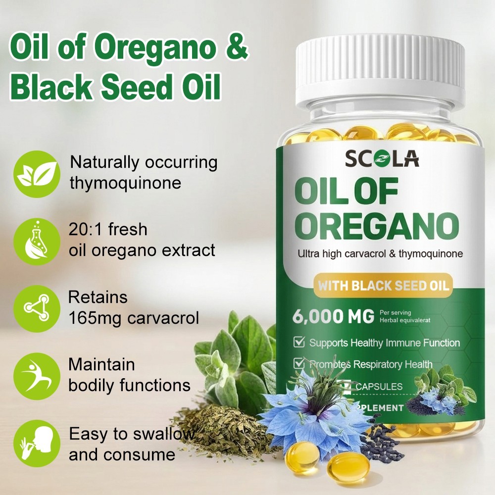 Oregano Oil 6000mg Softgels Capsules Caps Pills Contains Carvacrol Immue Support