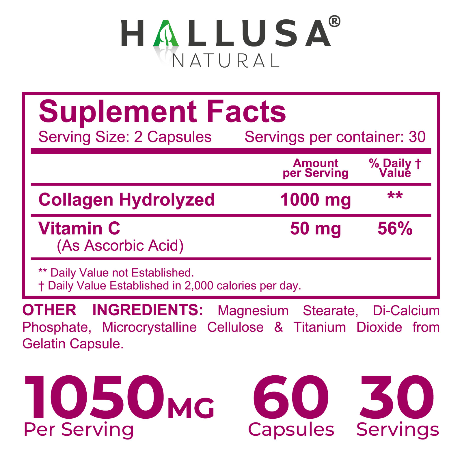 Collagen Peptides Pills 1000mg Hydrolyzed Anti Aging Skin Hair Nails & Joint
