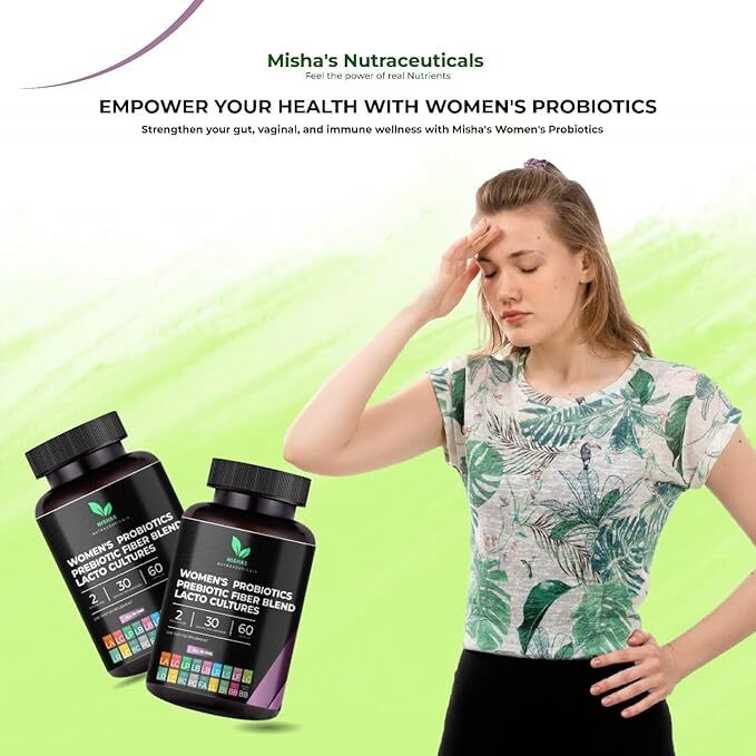 Mishas Women’s Probiotics, Prebiotic Fiber Blend – Gut & Immune Support – 60 C