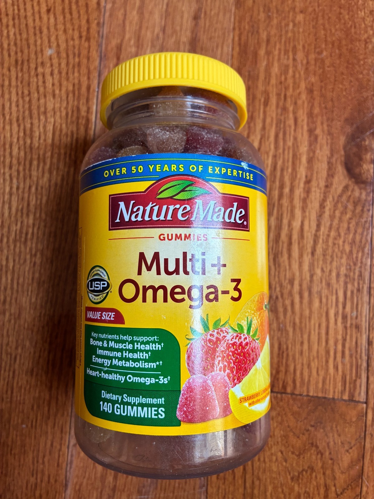 Nature Made Multi + Omega-3 Gummies 140ct Strawberry, Lemon & Orange Men & Women