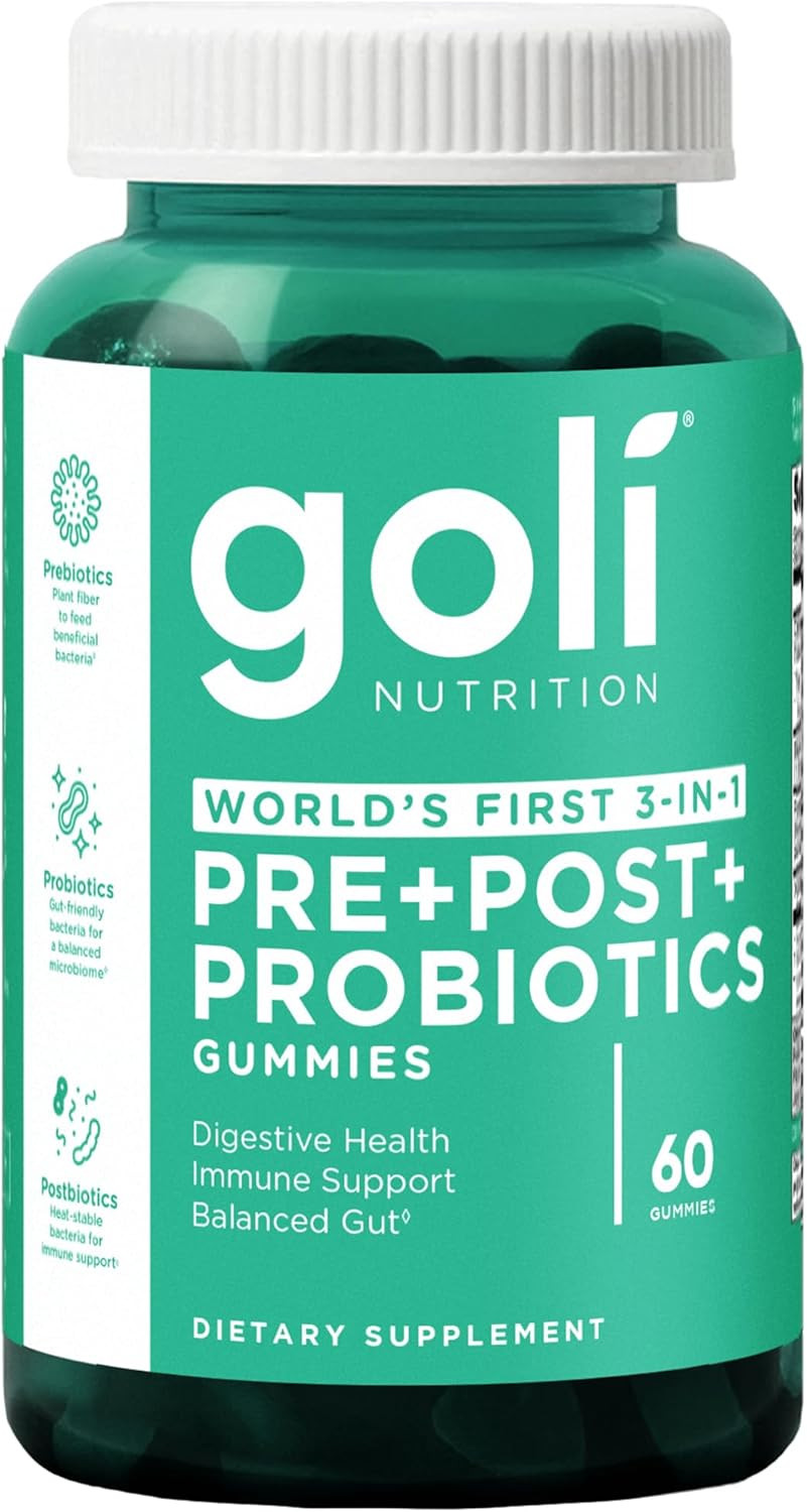 Pre Pro Postbiotic Gummies, 3-in-1 Gut Health Formula, Vegan, 60 Count
