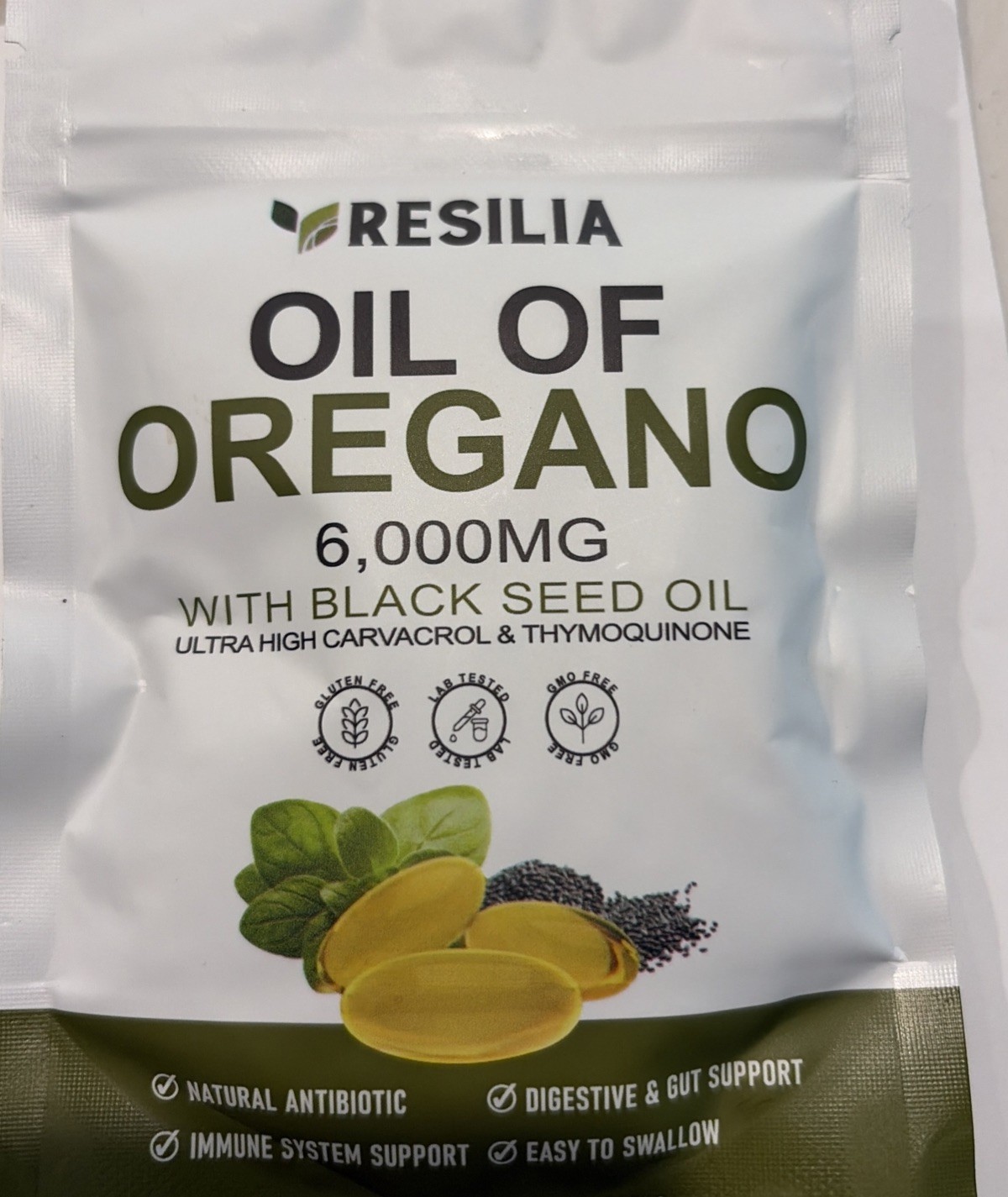 Resilia 6,000mg Oil of Oregano + Black Seed Oil 60 Softgels Immune Support