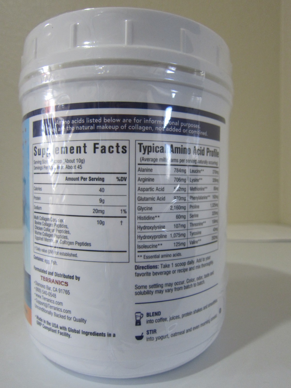 SEAL 16 oz Terranics Multi COLLAGEN Peptides Powder I II III V X Hydrolyzed 4/27