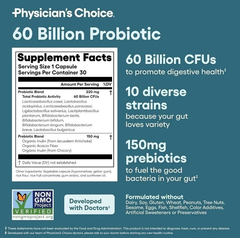 Physician’s Choice 60 Billion Probiotic & Digestive Enzymes Bundle USA SELLER-+