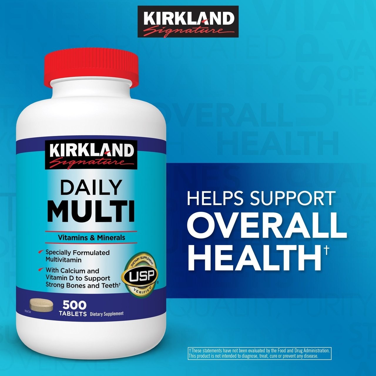 Kirkland Signature Daily Multivitamin & Minerals 500 Tablets