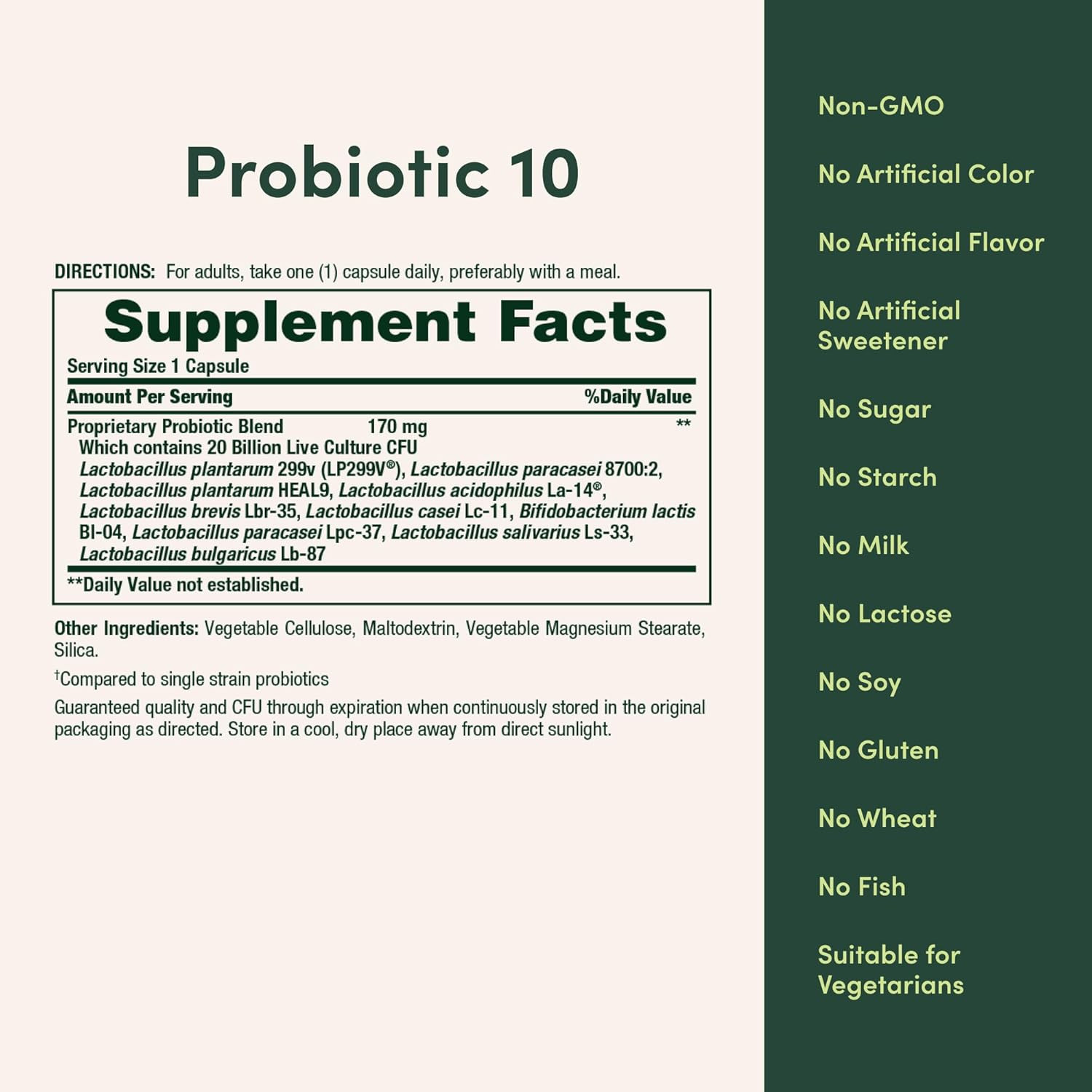 Nature’S Bounty Probiotic 10, Ultra Strength Daily Probiotic Supplement, Support