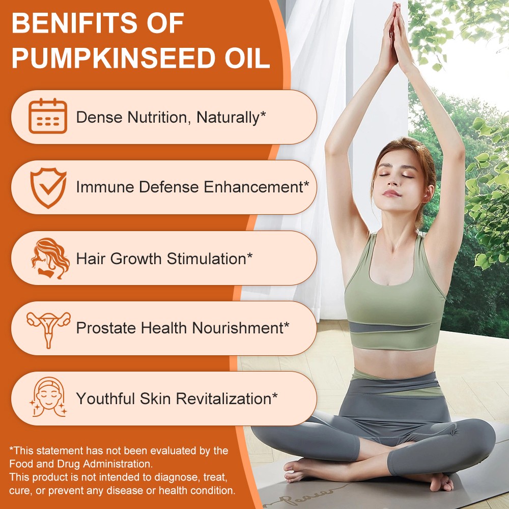 3000mg Pumpkin Seed Oil Saw Palmetto 120 Softgels Bladder Health, Immune Support