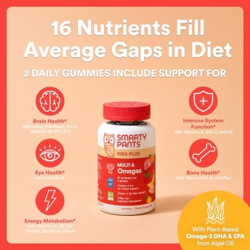 SmartyPants Kids Multivitamin Gummies with Omega 3 DHA/EPA, Vitamins D3, C,