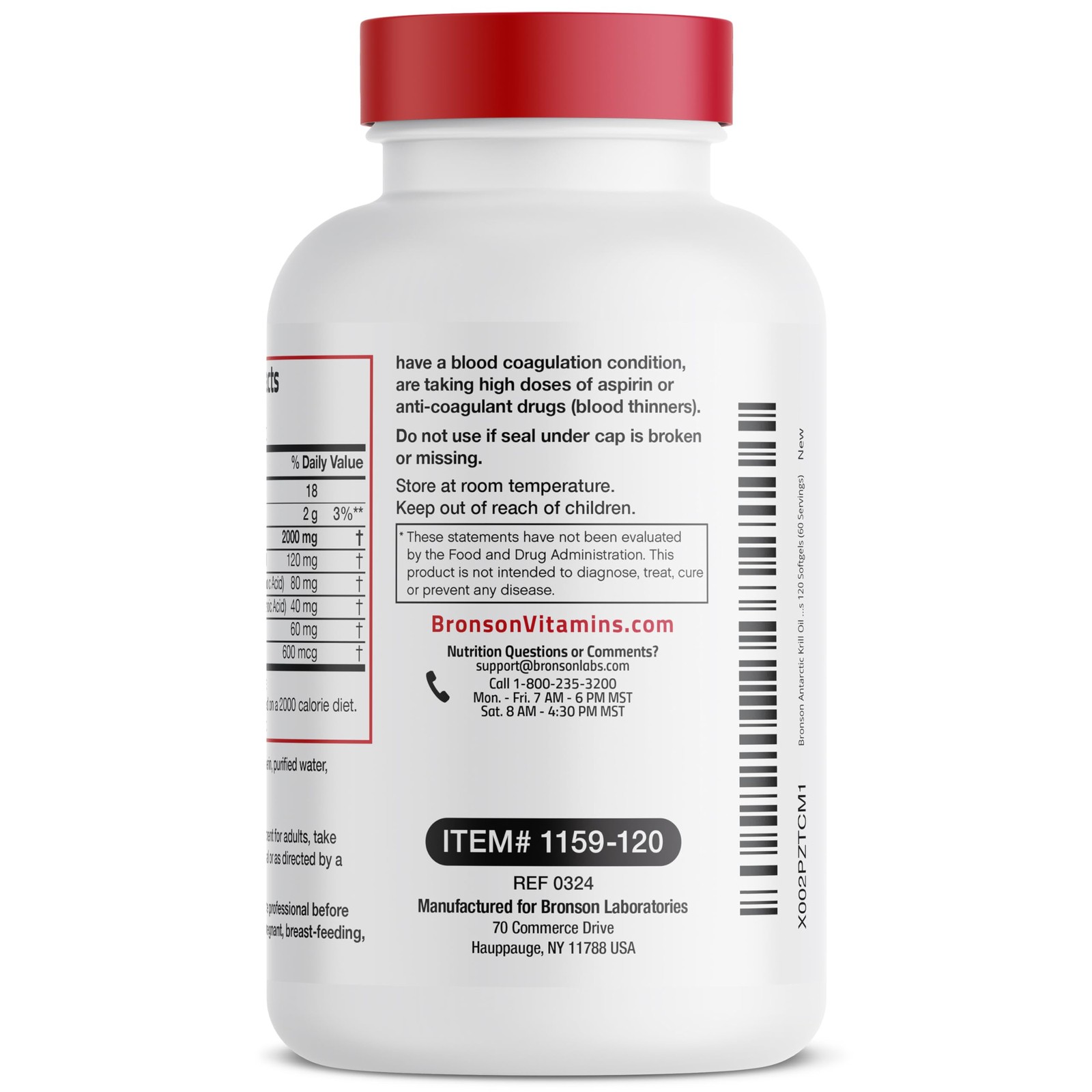 Bronson Antarctic Krill Oil 2000mg with Omega-3s EPA, 120 Count (Pack of 1)