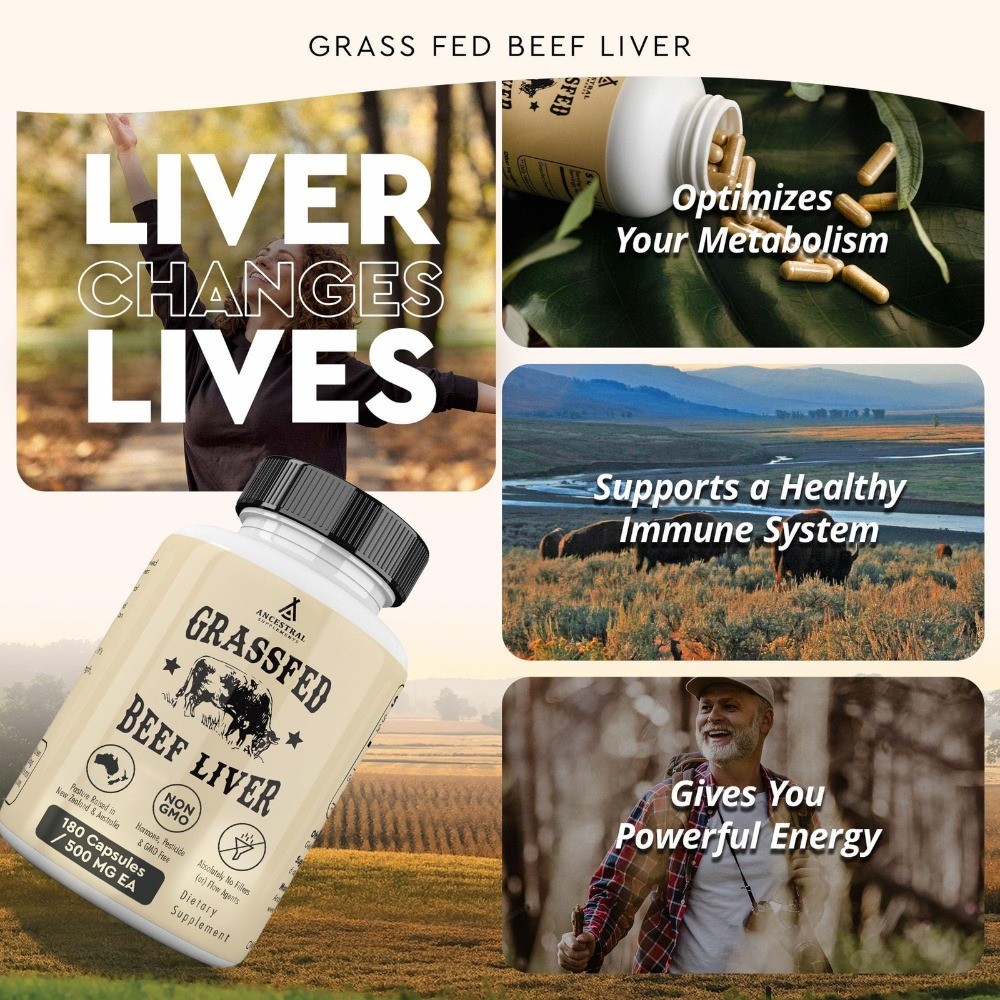 Ancestral Supplement Grass fed Beef Liver 180 180 servings (1 pack)-
