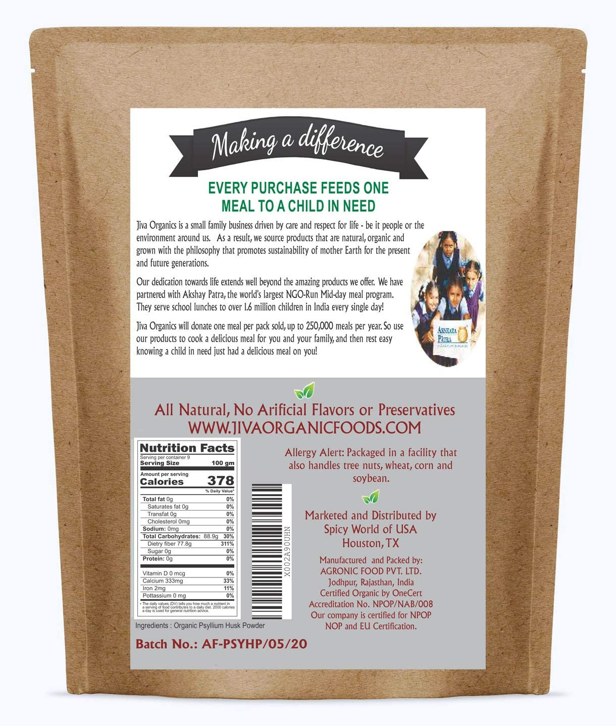 Psyllium Husk Powder 1.75 LB Bulk Bag – Easy Mixing Fiber, Unflavored, Fine Grou