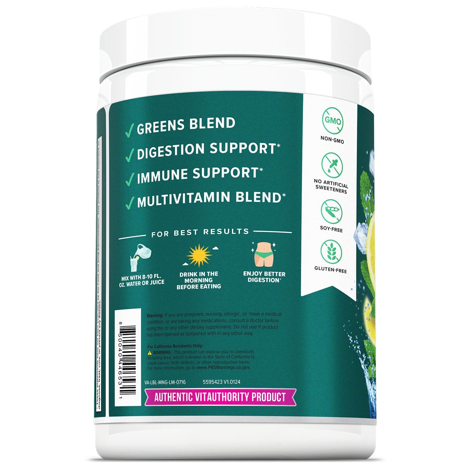 Vitauthority Vita Greens Superfood Powder: Immune and Digestion Support | Enh…
