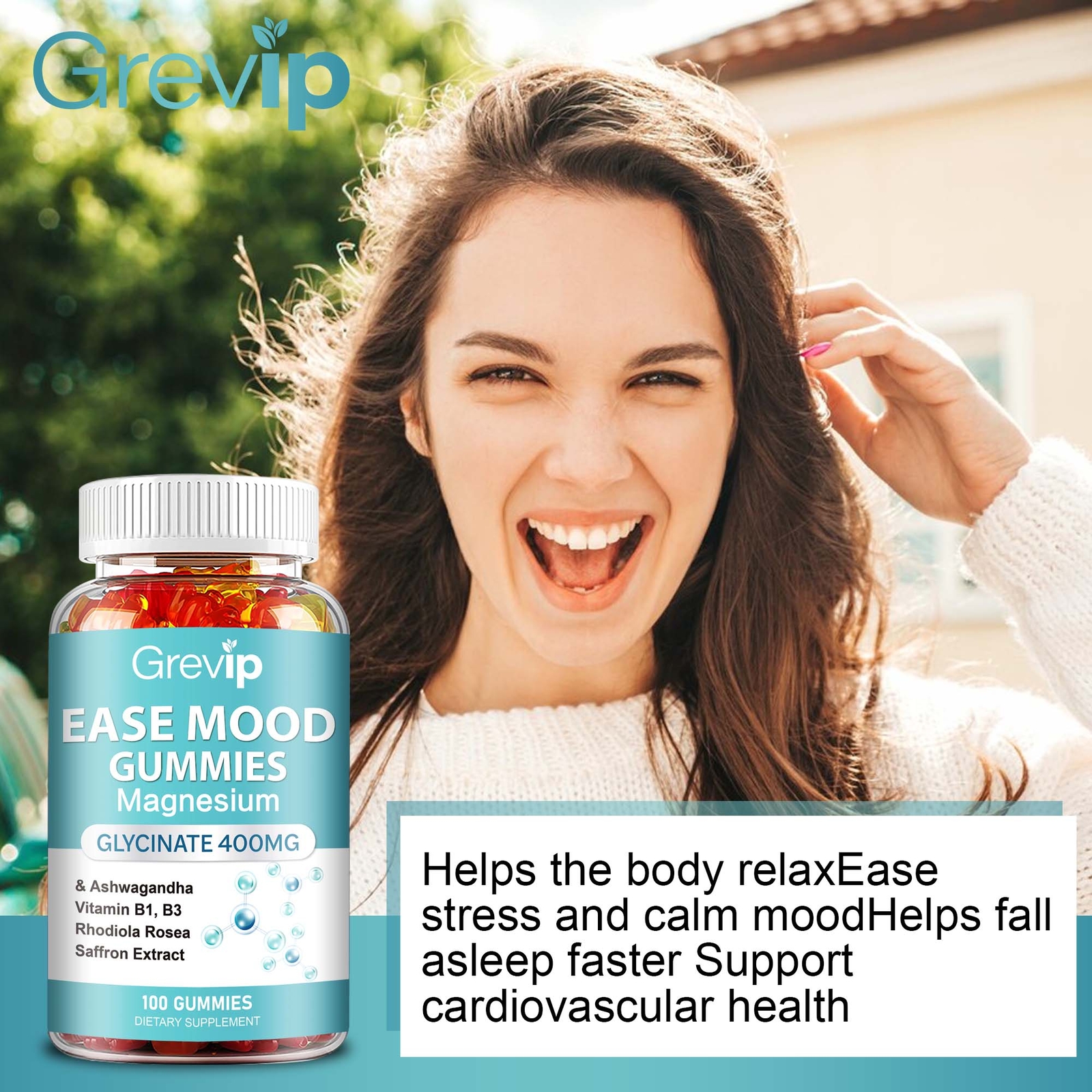 Ease Mood – Ashwagandha, Magnesium Glycinate, Rhodiola Rosea – Improves Focus