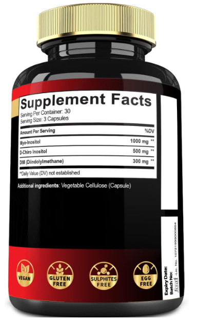 3in1 Myo-Inositol & D-Chiro Inositol Supplement with DIM – 90 Cap – 30 Days 3 PK