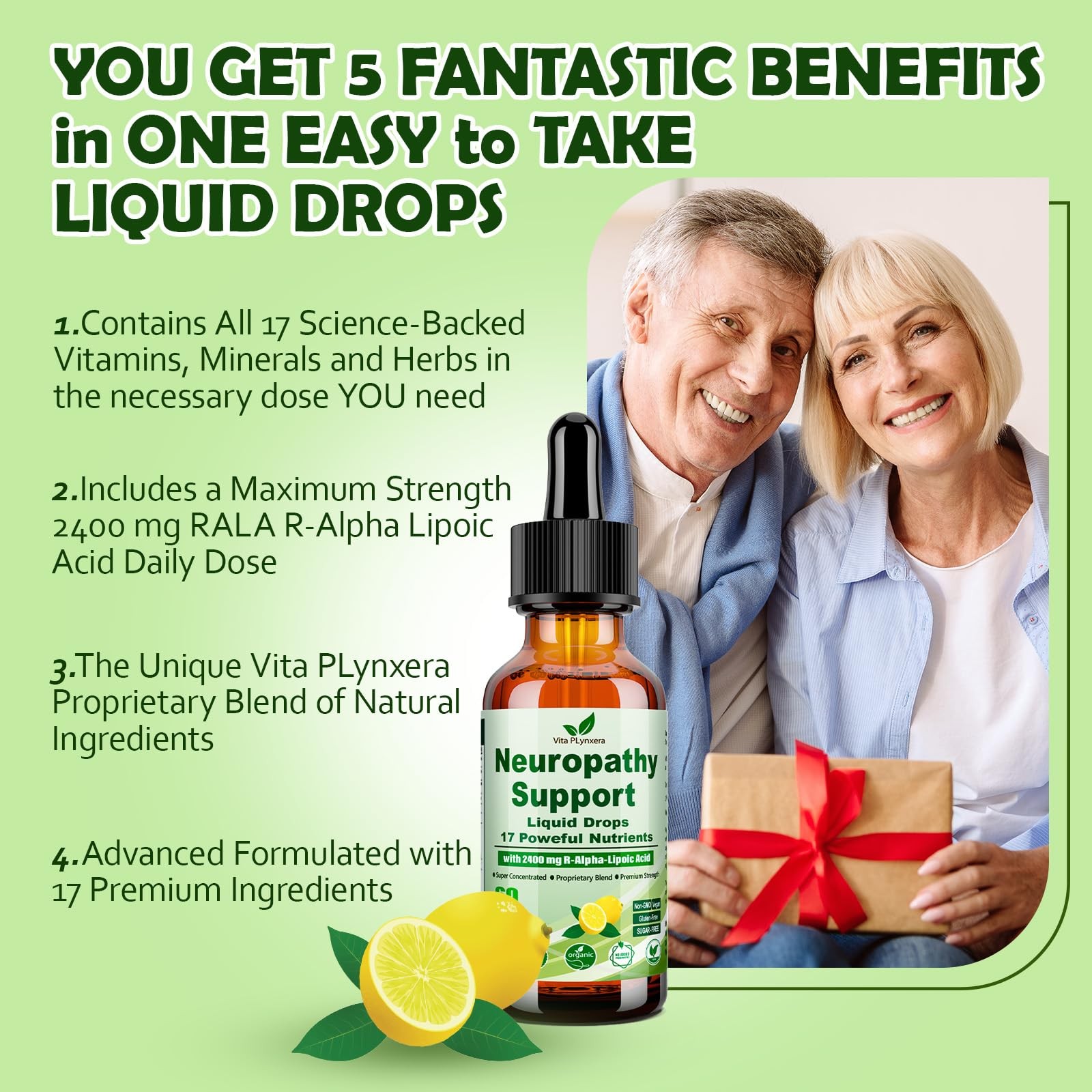 Neuropathy Supplements Liquid Drops, Advance 17-in-1 2 Fl Oz (Pack of 1)
