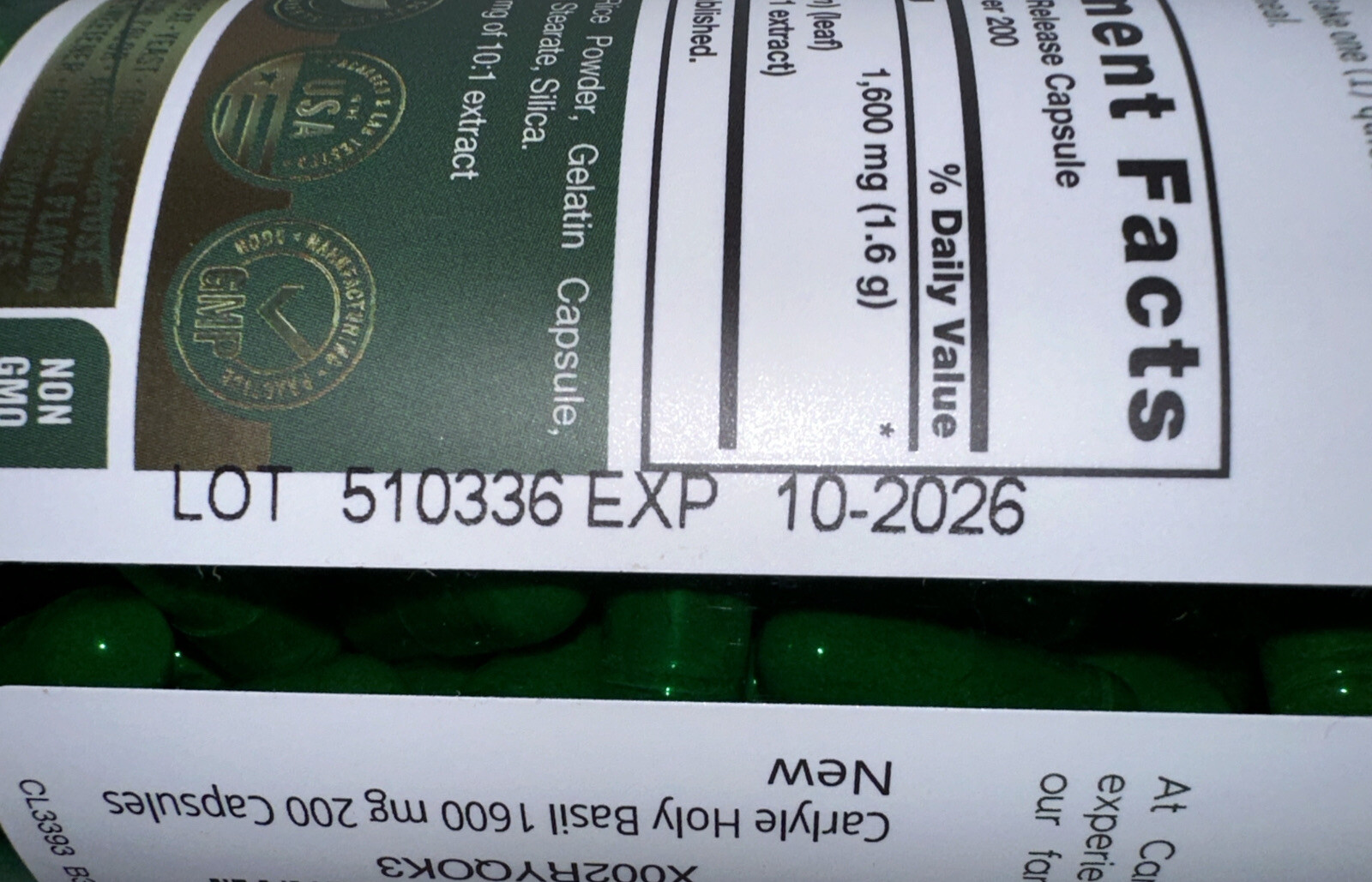 CARLYLE. Holy Basil Extract Supplement 90 vcaps **NEW SEALED** Exp 10/2025