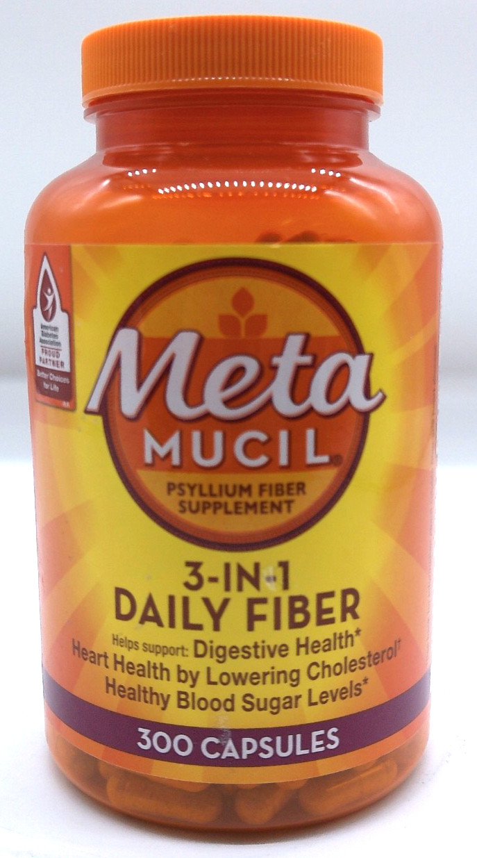 Metamucil 3-In-1 Daily Fiber, 300 Capsules, Exp. 12/28