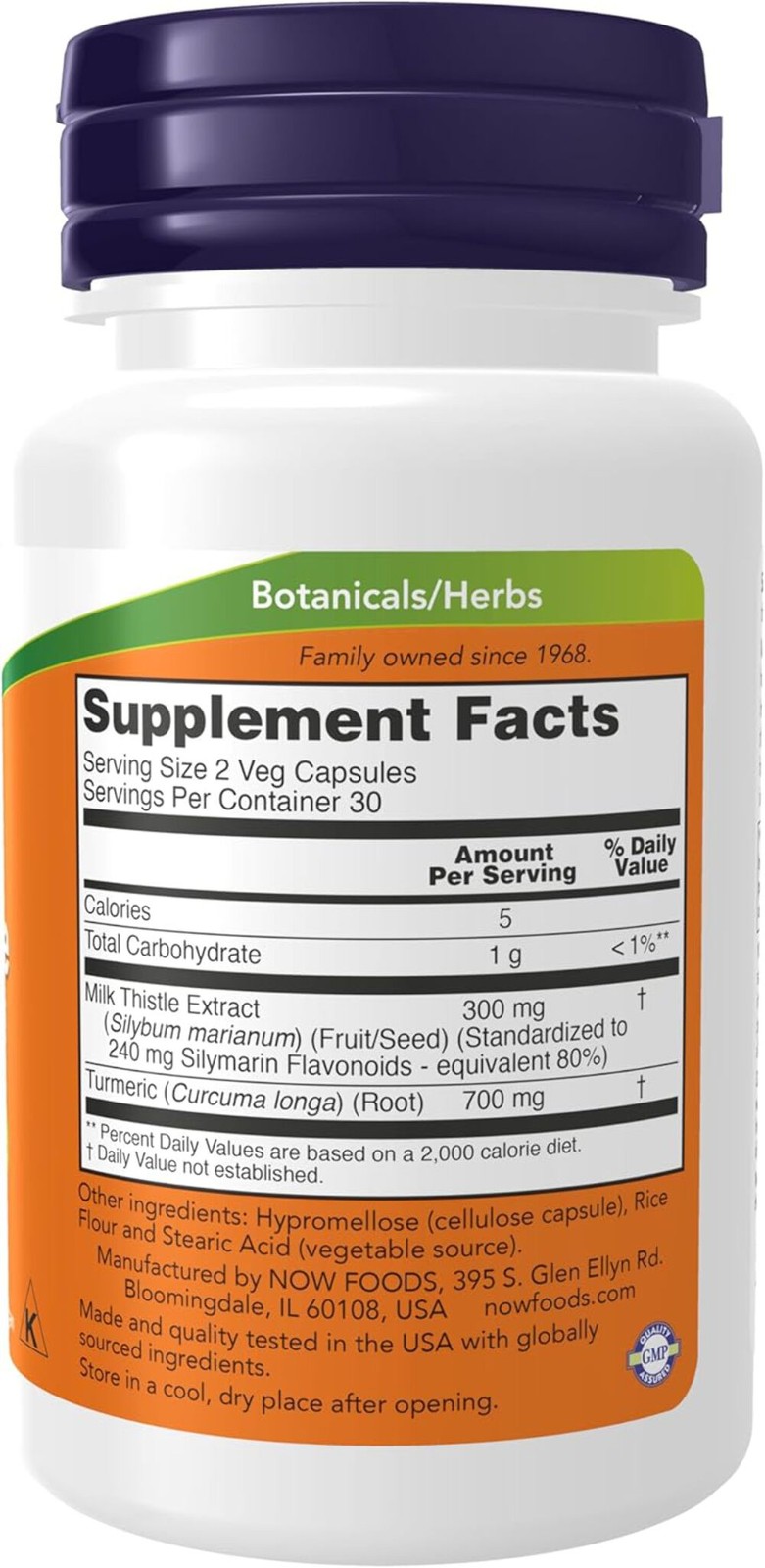 NOW, Silymarin Milk Thistle Extract 150 mg with Turmeric, 60 Veg Capsules