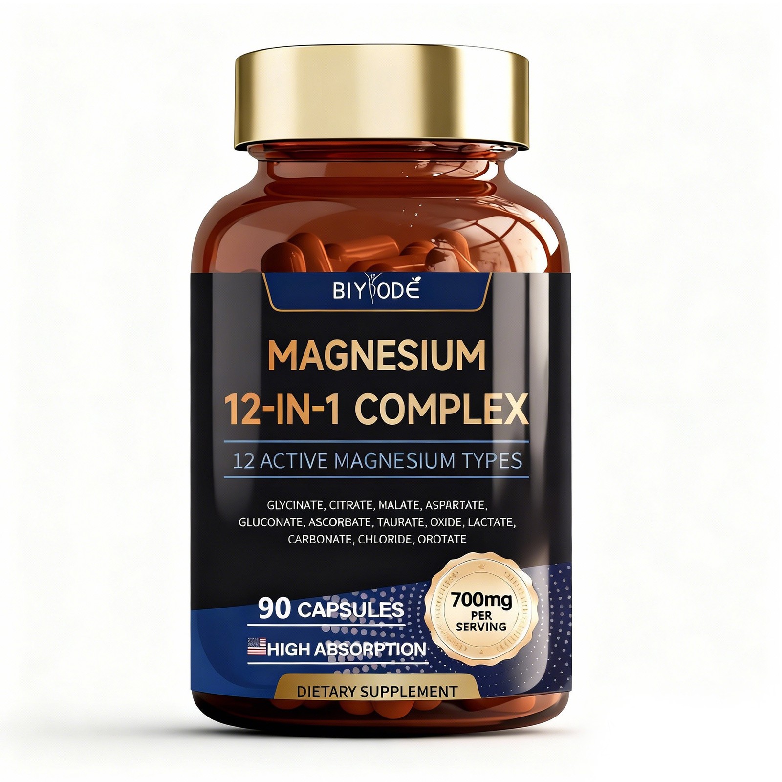 Magnesium 12 Complex 1 in 700mg – Dietary Supplement 90 Capsules