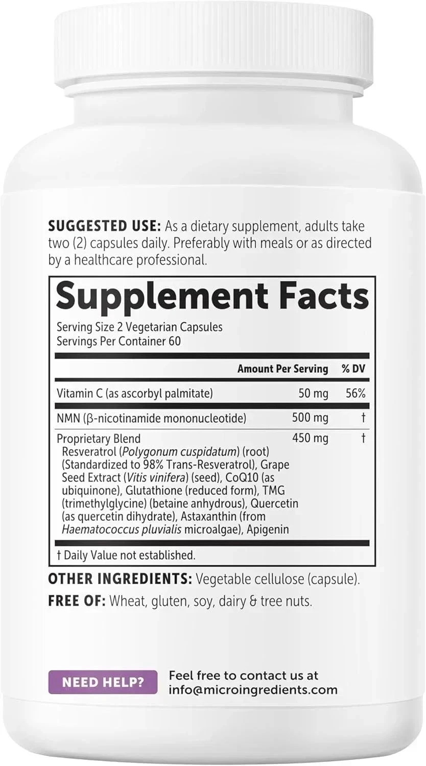 2PCS NMN Complex 1,000mg – 120 Caps | 10-in-1 NAD+ Booster with Resveratrol