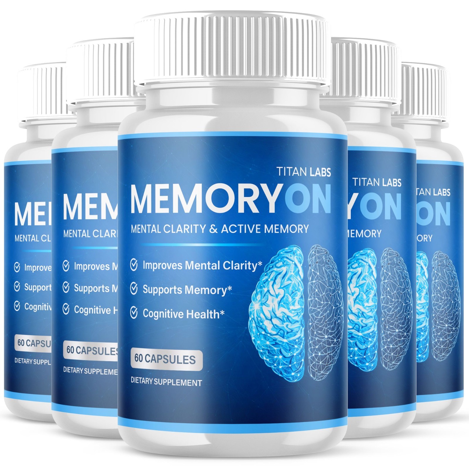(5 Pack) MemoryOn Pill Nootropic Natural Brain Supplement Memory On 300 Capsules