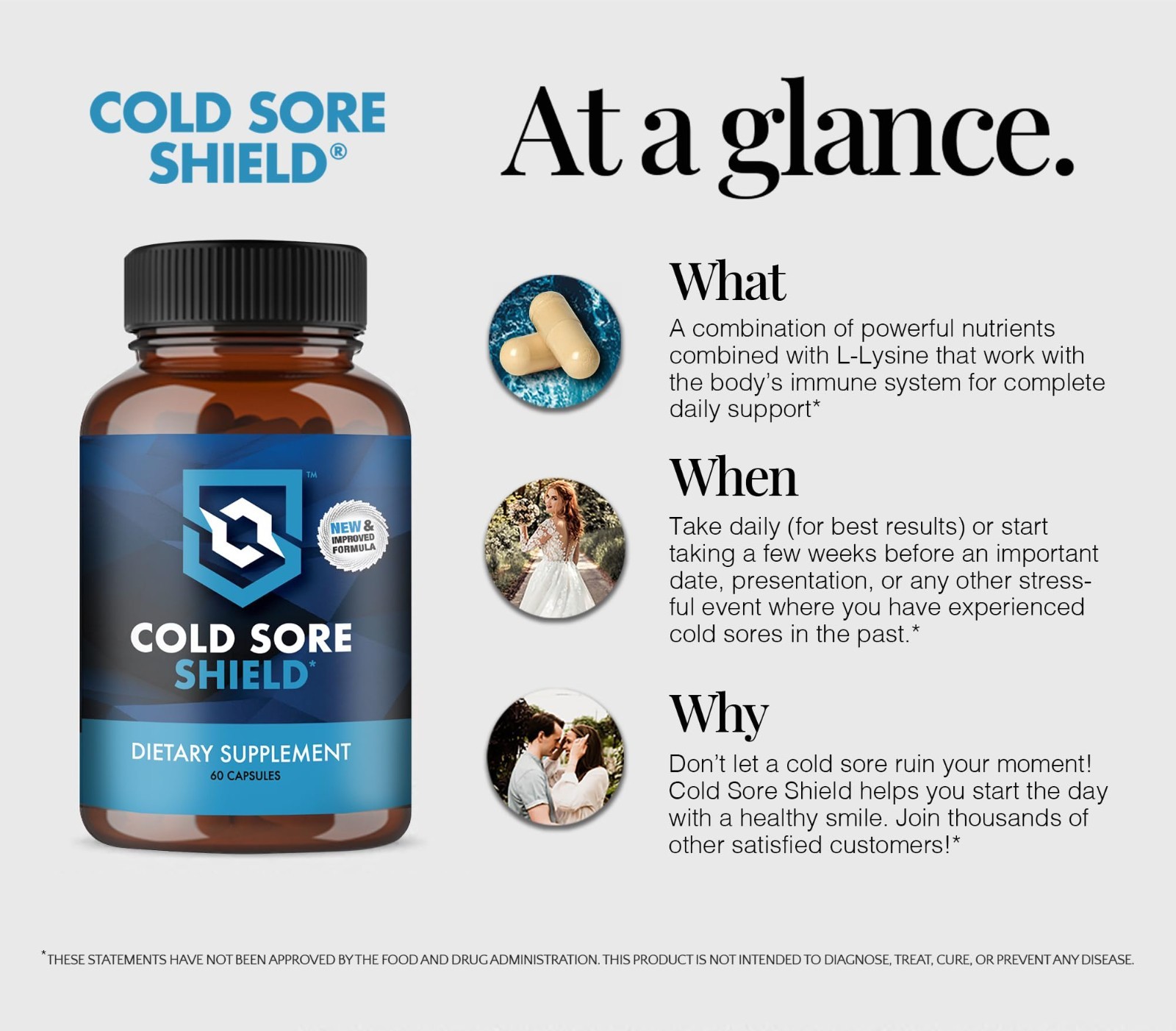 Daily Cold Sore Relief Supplement with L-Lysine & Natural Ingredients | 60 Count