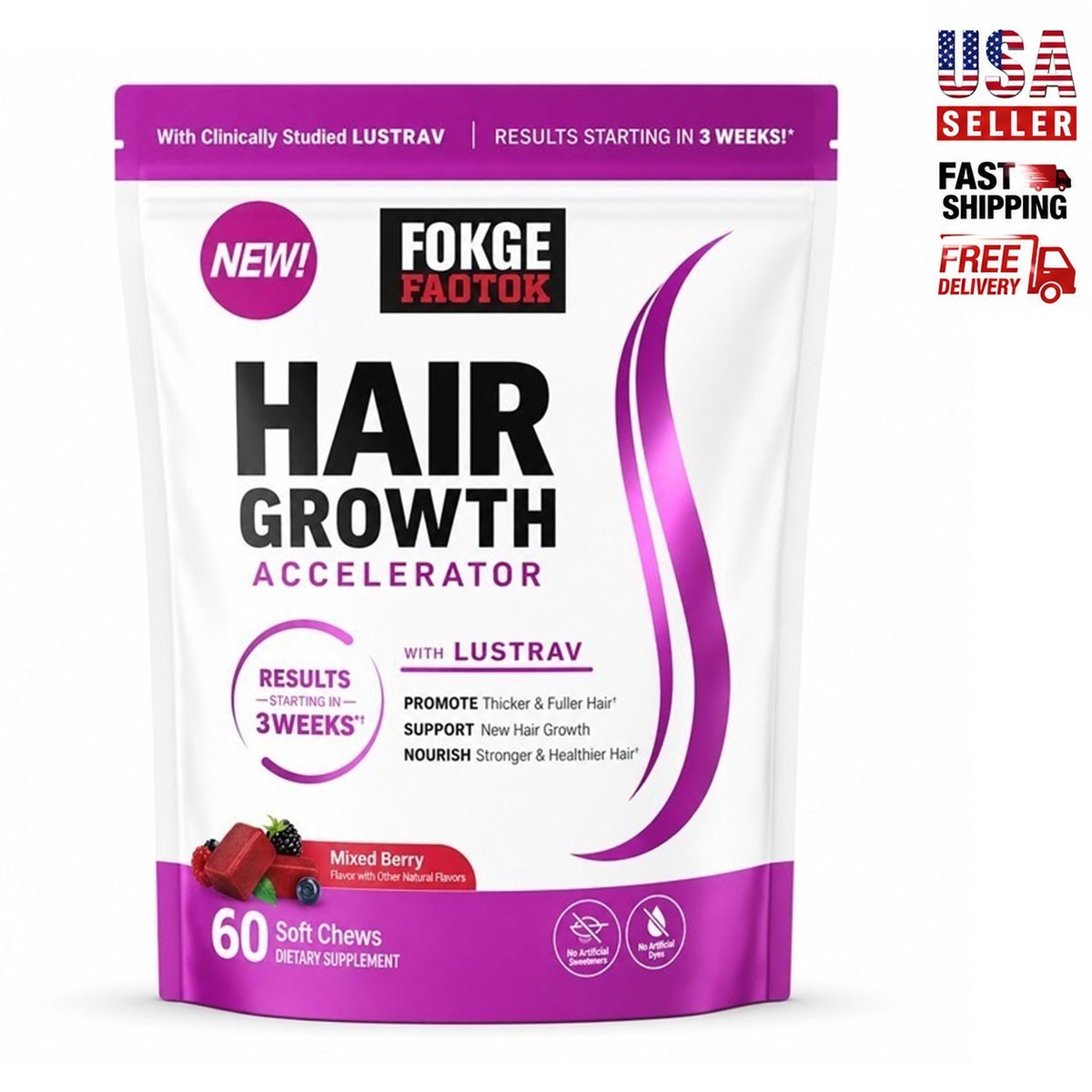 Force Factor Hair Growth Accelerator Soft Chews, Hair Growth Vitamins For Women