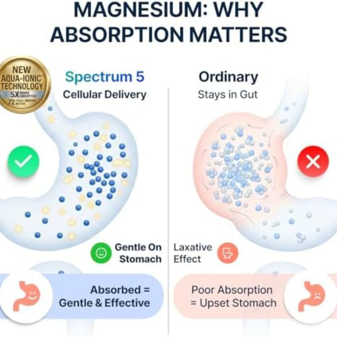 Spectrum 5 Magnesium Complex 500mg 5-in-1 Glycinate Citrate Malate 72 Minerals