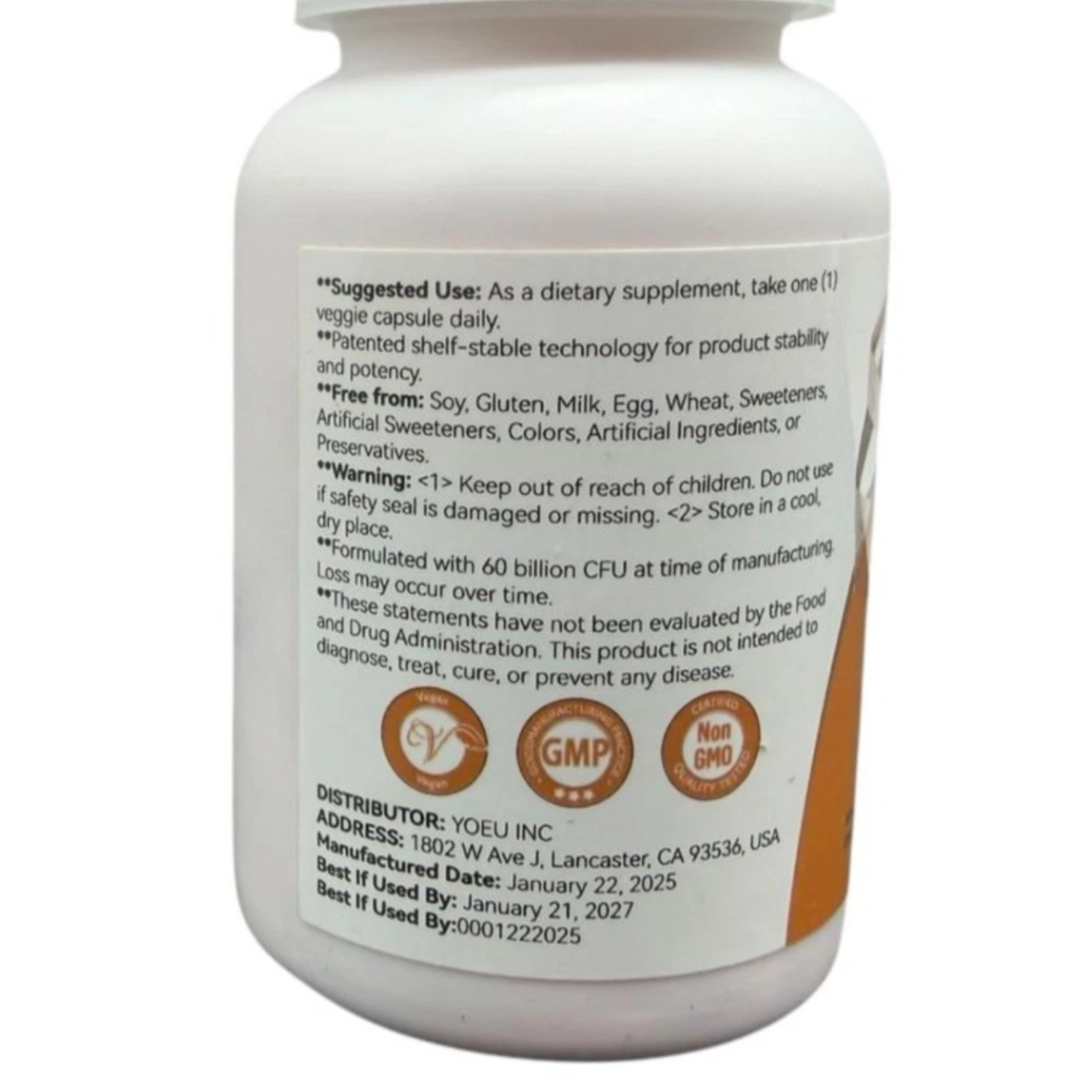 Nature’s Recipes Probiotic 25 Billion CFU 10 Strains 90 Tablets Lot 2 Exp 01/27