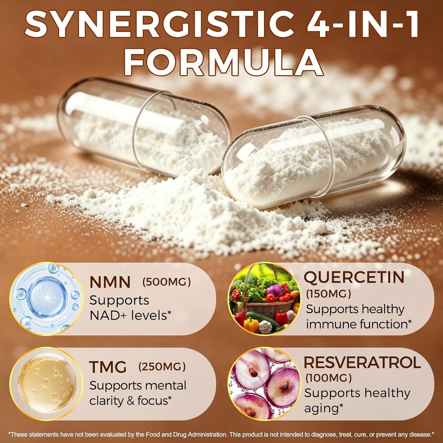 NMN Supplement, NMN Complex- 120 Veggie Capsules | High Purity NAD+ Precursor wi