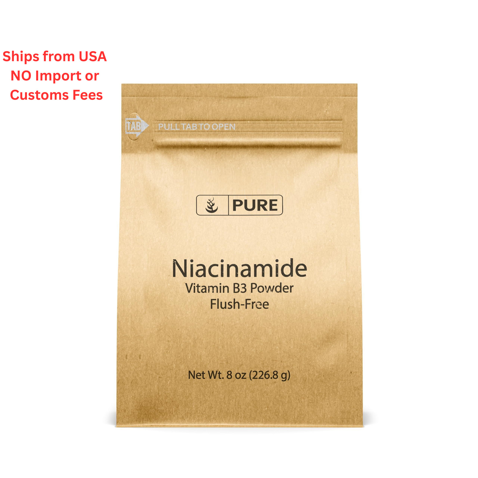 PURE ORIGINAL INGREDIENTS Niacinamide (8oz) Flush-Free 8 Ounce (Pack of 1)