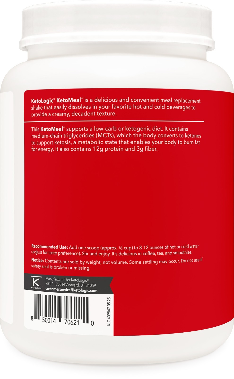 KetoLogic Keto Meal Replacement Shake Powder (Vanilla) (20 Servings)