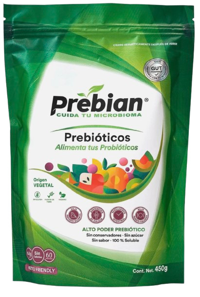 Prebian Probióticos: Keto, Vegan, Gluten and Lactose Free, 450G