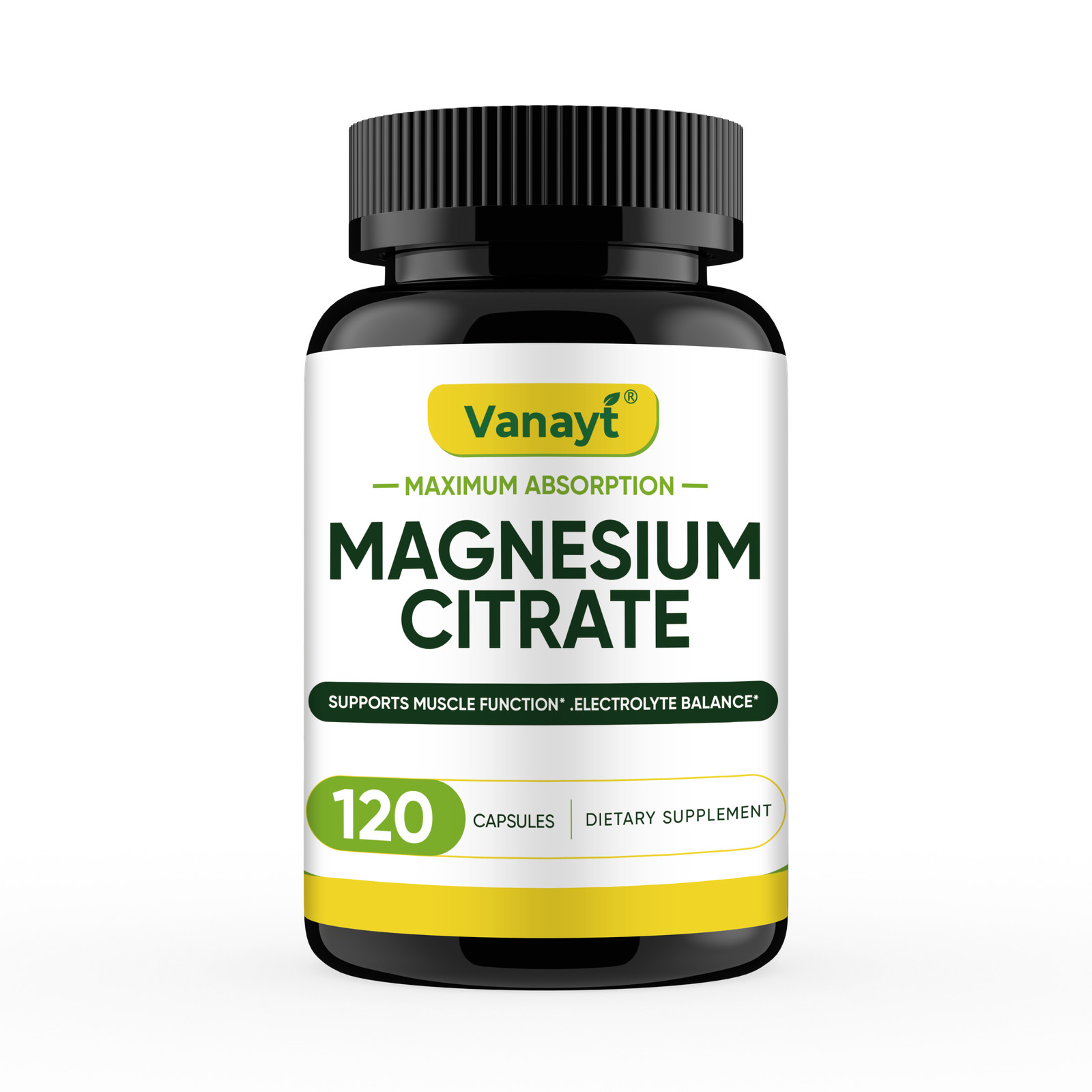 Magnesium Citrate Capsules 500mg Per Serving – Highest Potency 120 Capsules