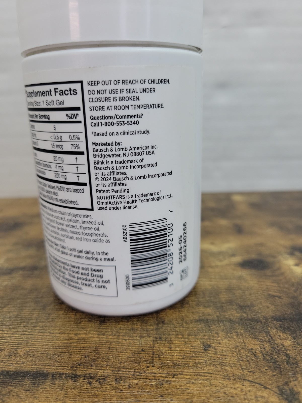 Bausch + Lomb Blink NutriTears Supplement for Dry Eyes Softgels 50ct T19