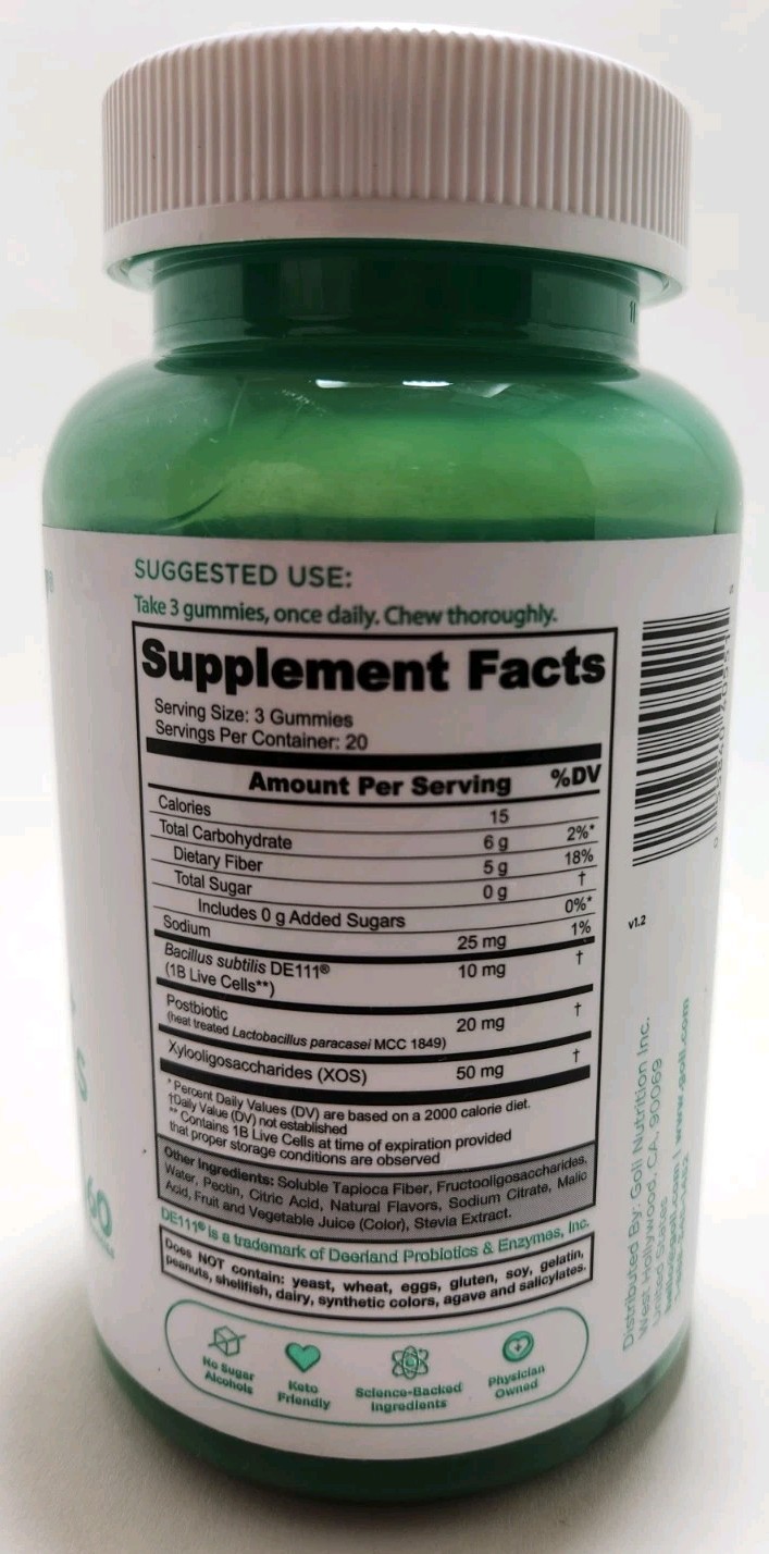 Goli Zero Sugar Pre + Post + Probiotics Gummies, 60 Gummies – EXP: 06/27