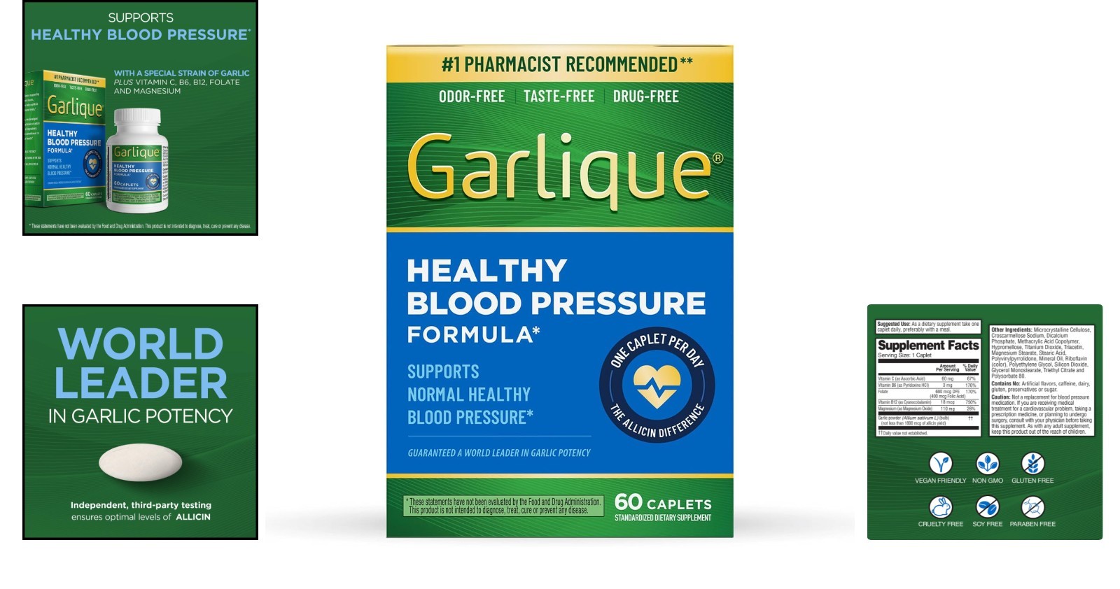 Odorless Garlic Extract for Heart Health – 60 Caplets