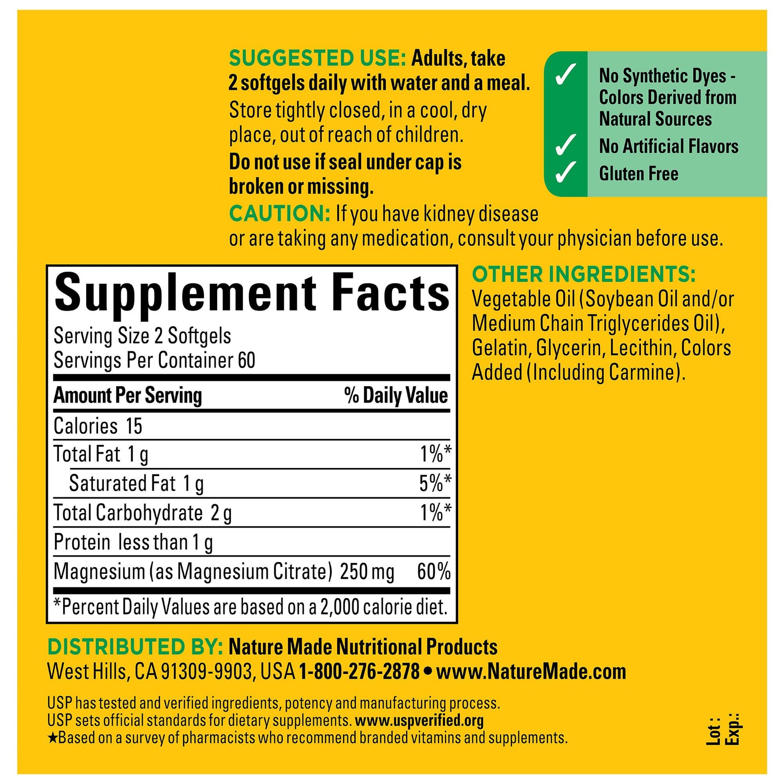 Nature Made Magnesium Citrate 250 mg per 120 Count (Pack of 1), 120