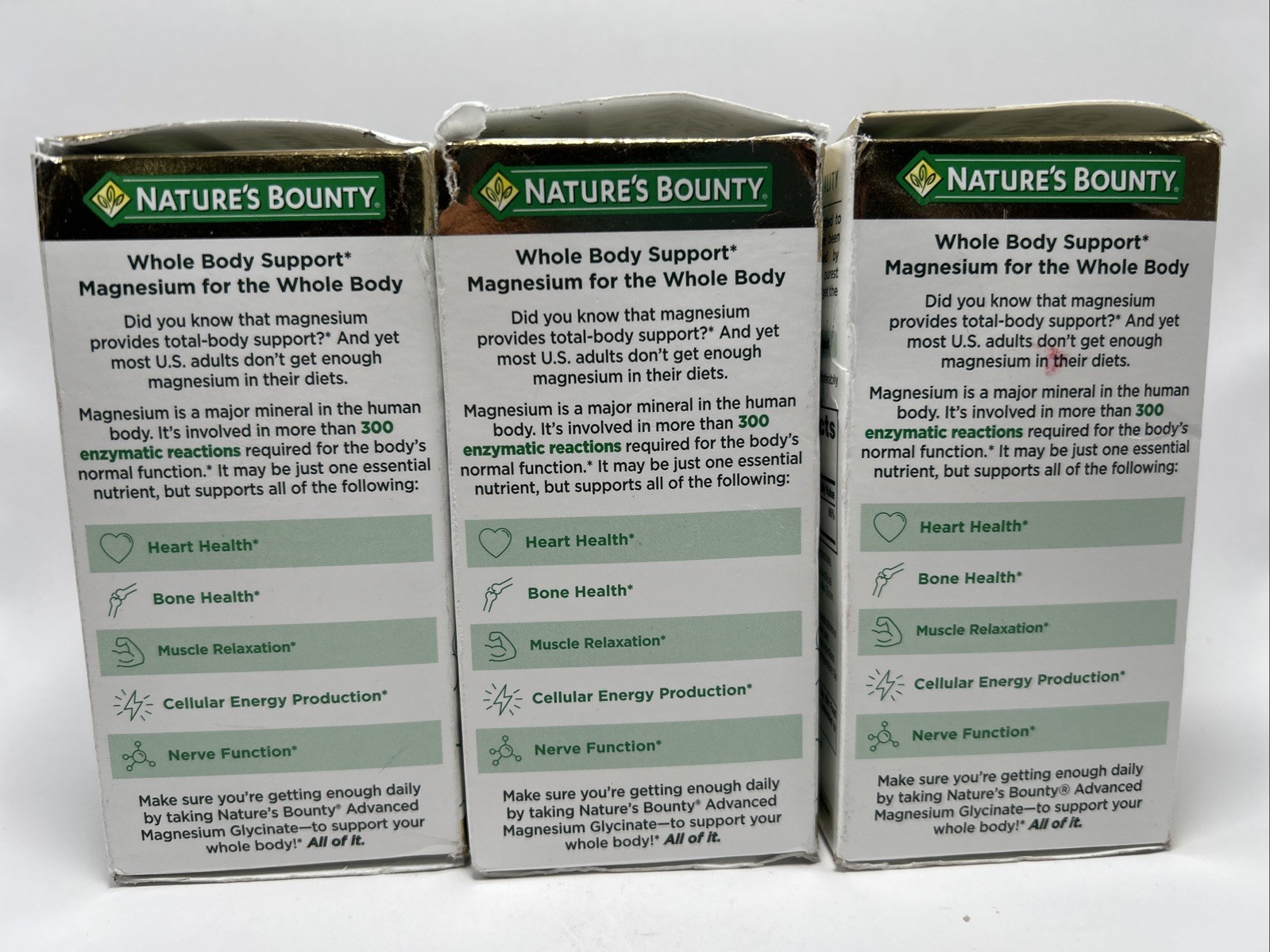 Nature’s Bounty Advanced Magnesium Glycinate 360mg 90 Caps 3 Pack Exp 12/2027